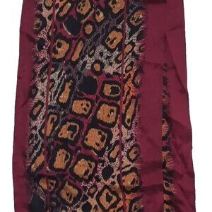 Adrienne Vittadini Red Leopard Print 100% Silk Scarf 11'x53" - FAST SHIP